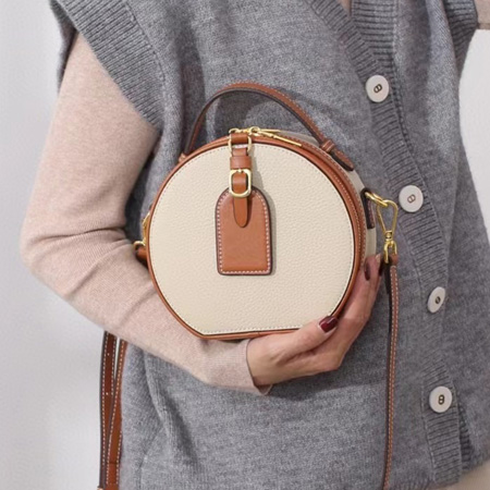 Fashion lady genuine leather round box bag 202421