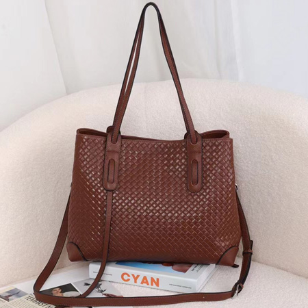 Woman woven genuine leather tote handbag 202470