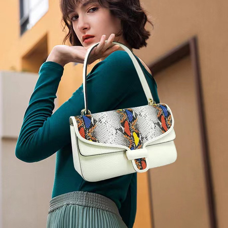 Woman fashion luxury python snake printed genuine leather shoulder hobo bag 202518