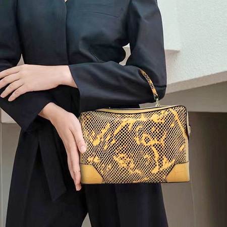 Woman fashion python snake genuine leather boston bag 202510